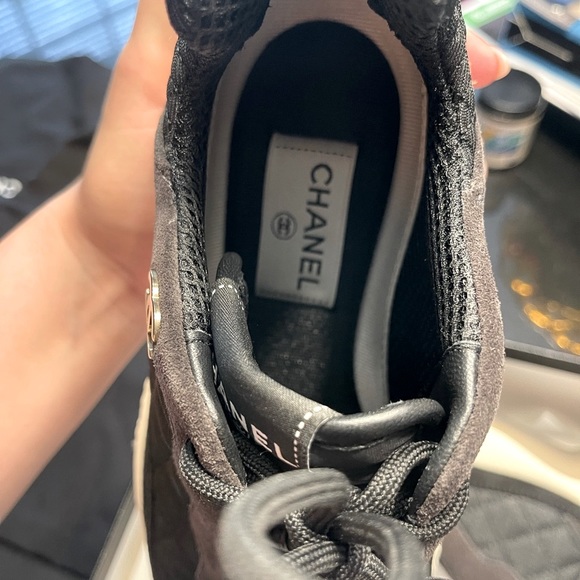 22C Chanel Sneakers Black & Dark Gray Mesh & Suede Calfskin - Picture 7 of 9